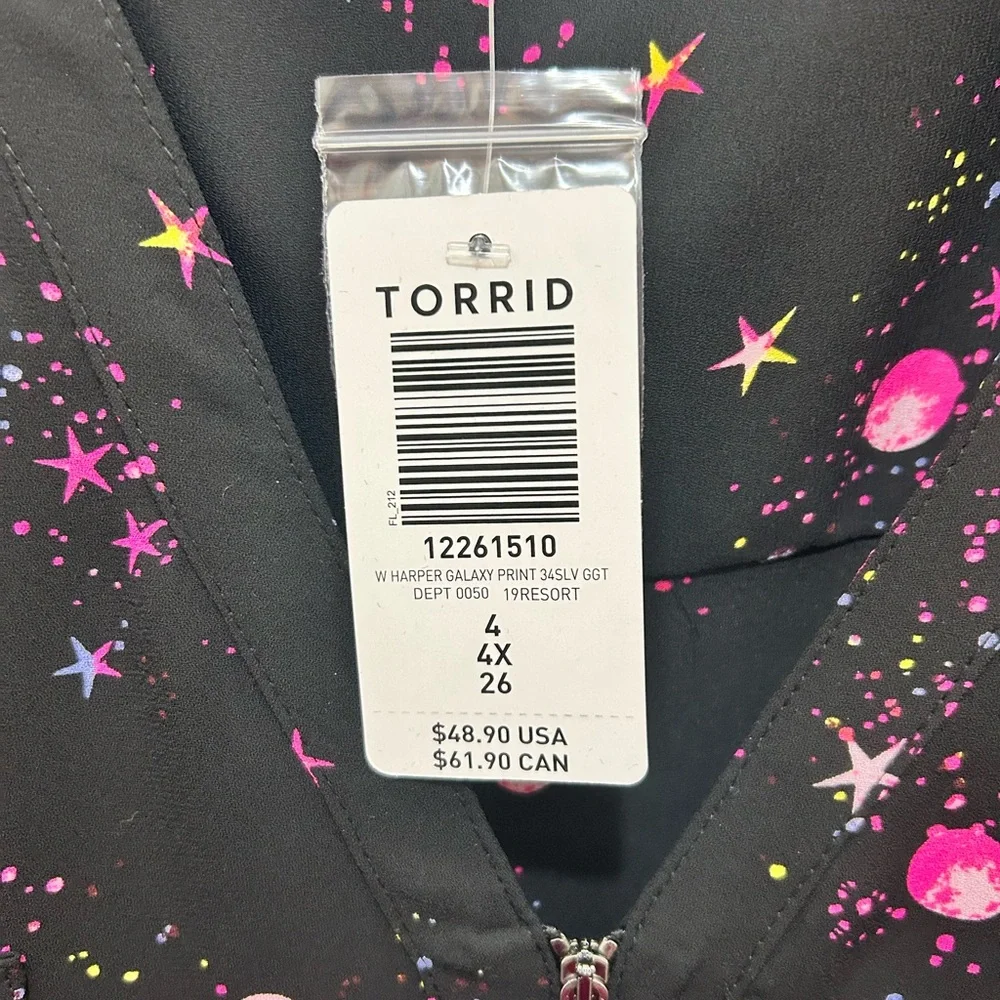Black Starry Night Women's Top by Torrid - Picture 2 of 2